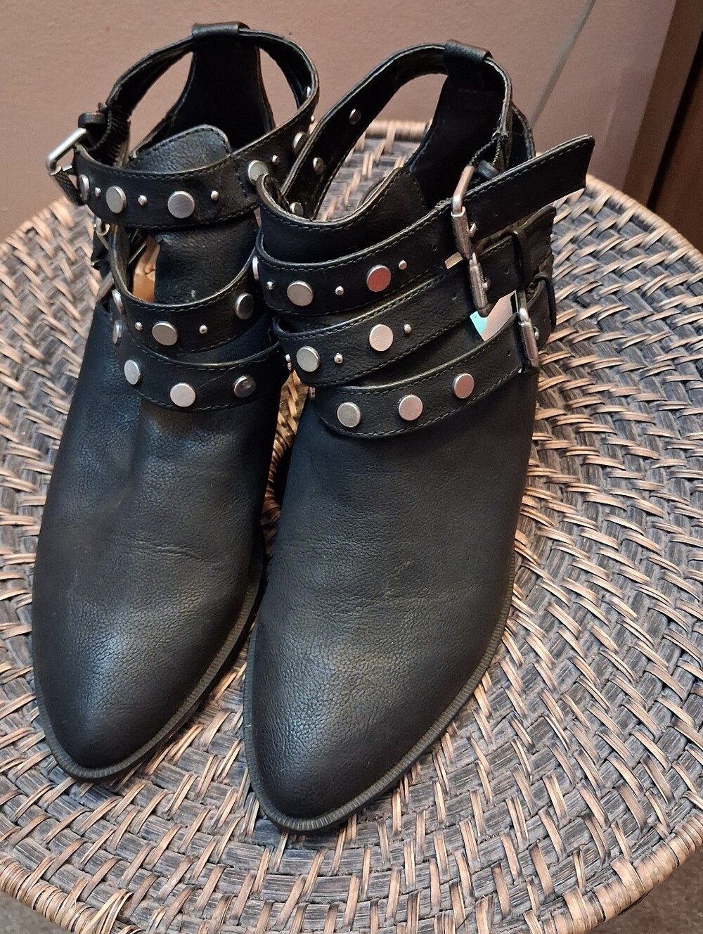 Circus by Sam Edelman Black Studded Ankle-Strap Mule